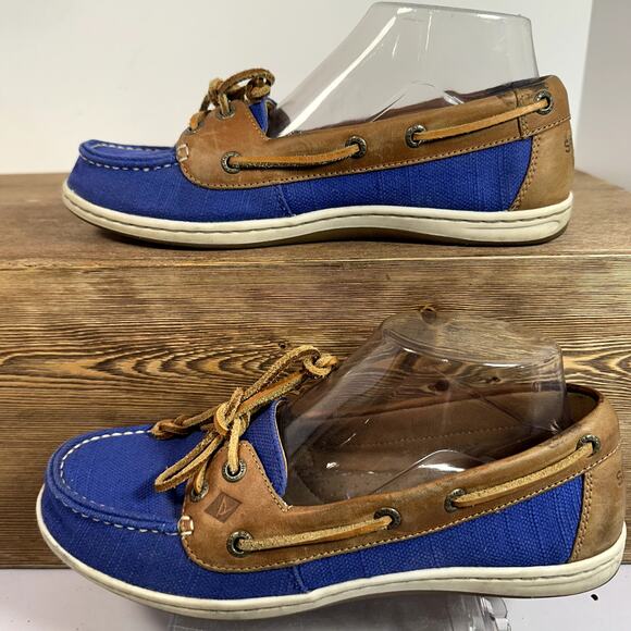 Sperry Top Sider Firefish Nubby Deck Loafers Boat Shoes Womens 8 Canvas Leather - Picture 2 of 7
